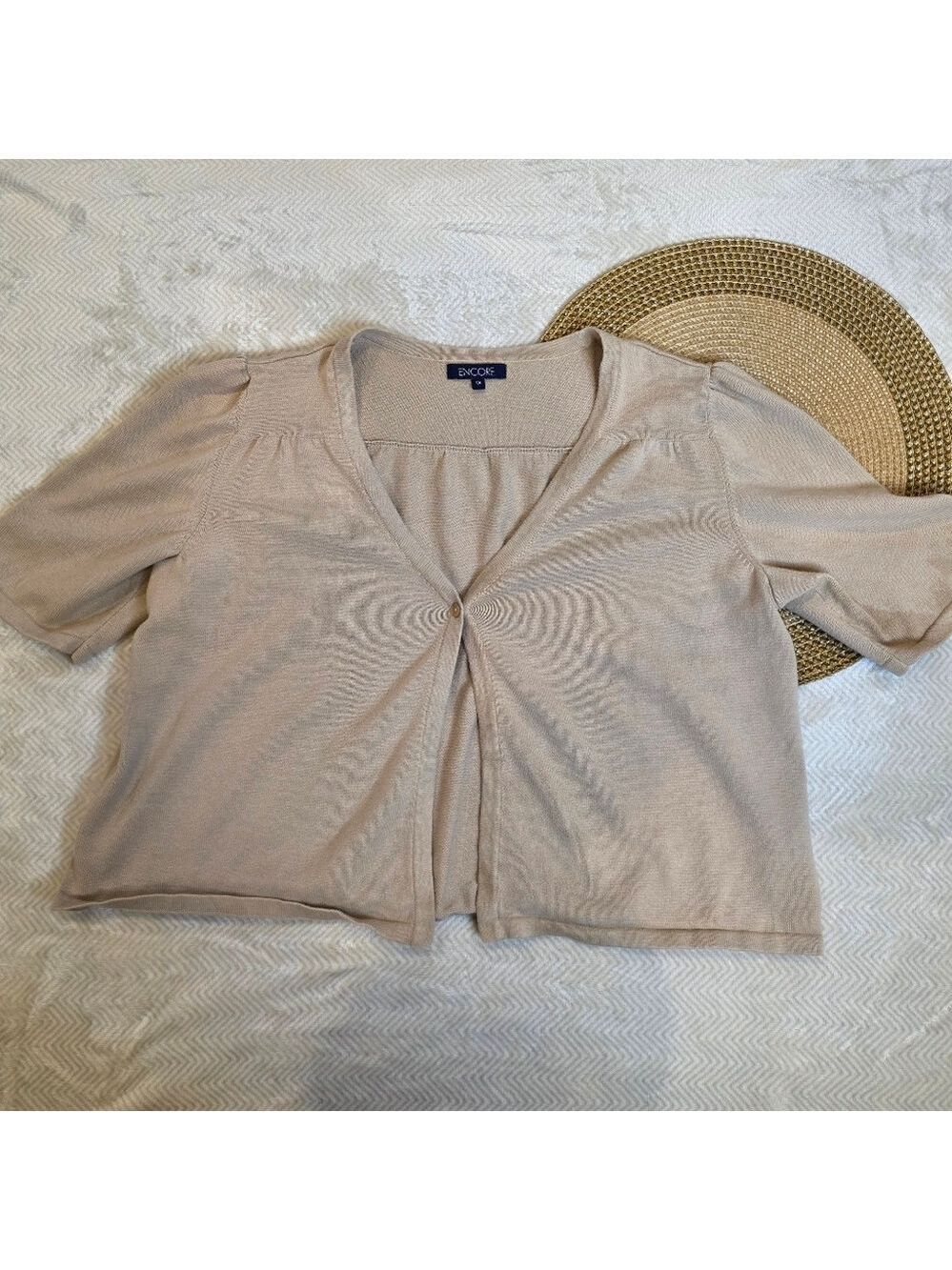 *4 For $25* Encore Beige Short Sleeve Cardigan